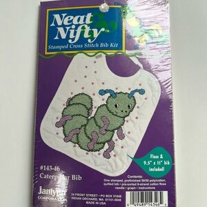 Caterpillar Bib Cross Stitch Kit - White and Green